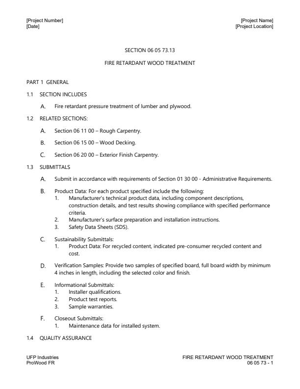 ProWood FR 3-Part Spec Guide